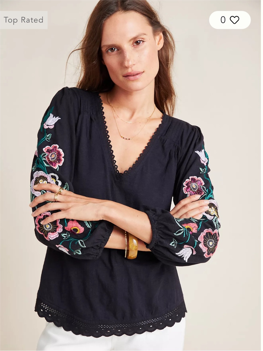 Anthropologie’s Helene Embroidered Peasant Blouse size XS
